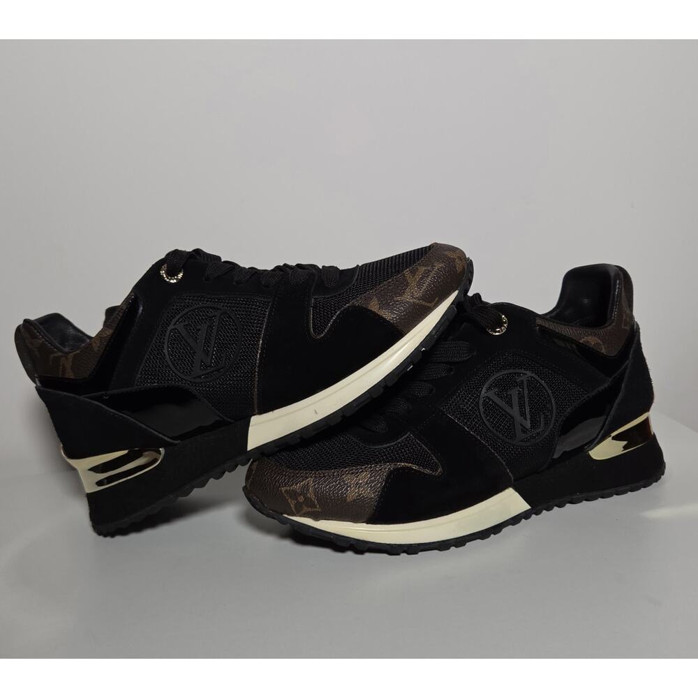 Louis Vuitton Run Away Size 35 BlackBrown Monogram Canvas Mesh Low Top Damaged - Picture 2 of 14